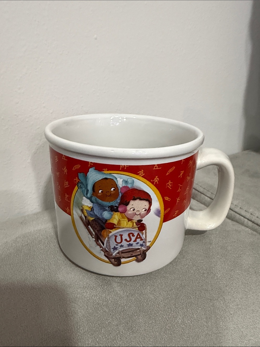 USA Winter Olympics 2002 Salt Lake City Campbells Soup Mug Bobsledder Children